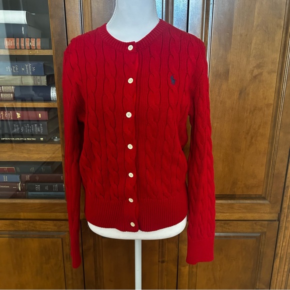 Ralph Lauren Women's Cable-Knit Cotton Crewneck Cardigan. Brand New Size M - Picture 9 of 10